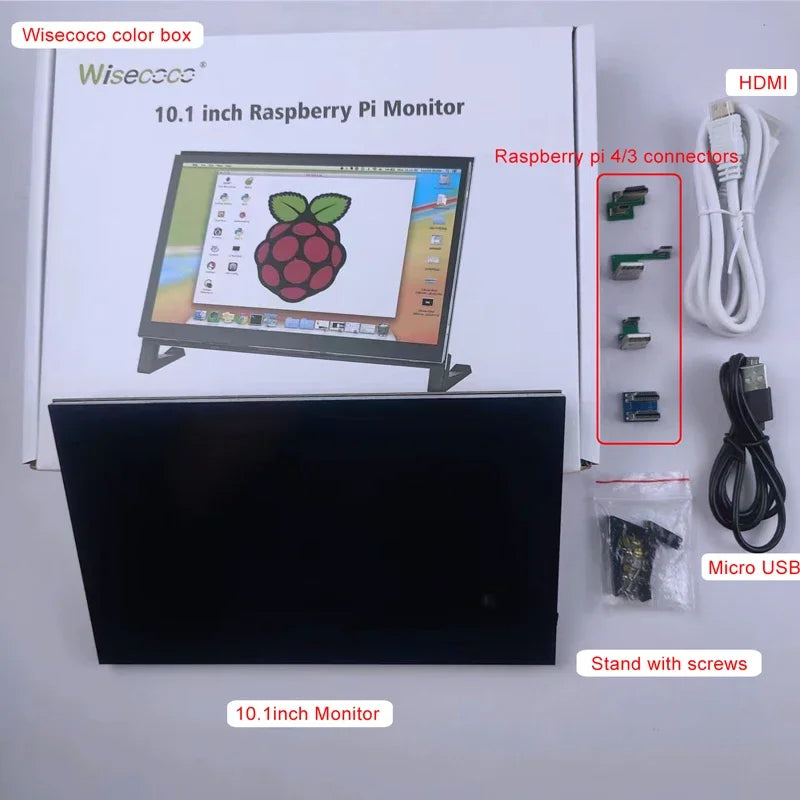 7" 10.1" Portable Raspberry Pi Screen 1024x600 HDMI IPS Touchscreen Monitor for Raspberry Pi 5/4/3/2/Zero/B/B+ Win11/10/8/7