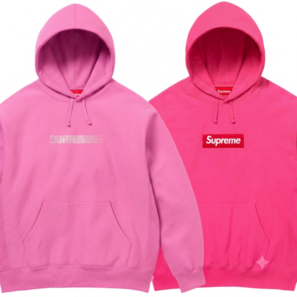 Supreme Pink Hoodies Collection – Motion Logo & Classic Box Logo Heavyweight Fleece
