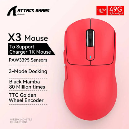 ATTACK SHARK X3Pro X3 8K Wireless Gaming Mouse 26K DPI Tri-Mode Bluetooth Wired 2.4G Ultra-Light Ergonomic For VALORANT, FPS