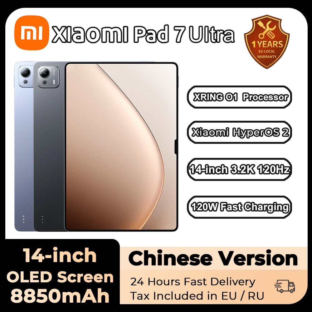 Mi Xiaomi Pad 7 Ultra  Tablet XRING O1 Processor 14-inch 3.2K 120Hz  OLED Screen 12000 mAh | 120W fast charging HyperOS 2 Mi Pad