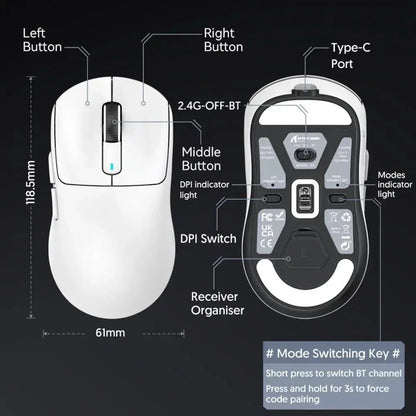 ATTACK SHARK X3Pro X3 8K Wireless Gaming Mouse 26K DPI Tri-Mode Bluetooth Wired 2.4G Ultra-Light Ergonomic For VALORANT, FPS