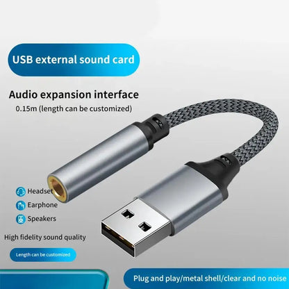 USB External Sound Card 3.5mm Jack Female Audio Adapter Headphone Micphone Sound Adapter for PC Laptop USB to 3.5mm Audio Cable