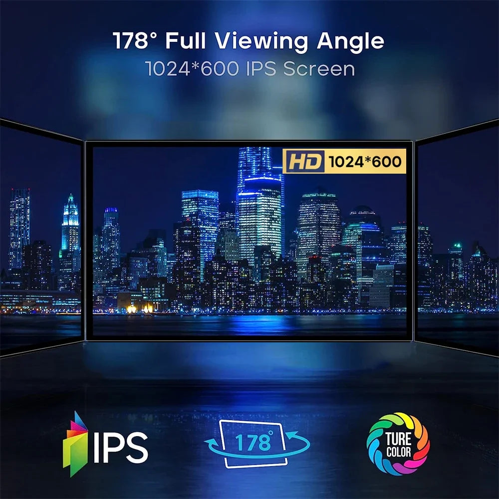 7" 10.1" Portable Raspberry Pi Screen 1024x600 HDMI IPS Touchscreen Monitor for Raspberry Pi 5/4/3/2/Zero/B/B+ Win11/10/8/7