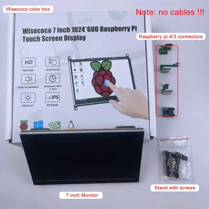 7" 10.1" Portable Raspberry Pi Screen 1024x600 HDMI IPS Touchscreen Monitor for Raspberry Pi 5/4/3/2/Zero/B/B+ Win11/10/8/7