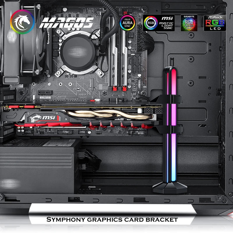 Graphics Card Stand Frame Holder Bracket ARGB Video Card GPU Brace Support for Chassis Motherboard ASUS M/B 12V/5V AURA SYNC