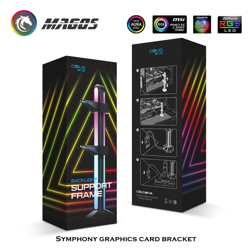 Graphics Card Stand Frame Holder Bracket ARGB Video Card GPU Brace Support for Chassis Motherboard ASUS M/B 12V/5V AURA SYNC
