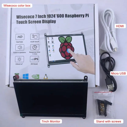 7" 10.1" Portable Raspberry Pi Screen 1024x600 HDMI IPS Touchscreen Monitor for Raspberry Pi 5/4/3/2/Zero/B/B+ Win11/10/8/7