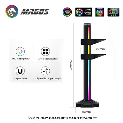 Graphics Card Stand Frame Holder Bracket ARGB Video Card GPU Brace Support for Chassis Motherboard ASUS M/B 12V/5V AURA SYNC