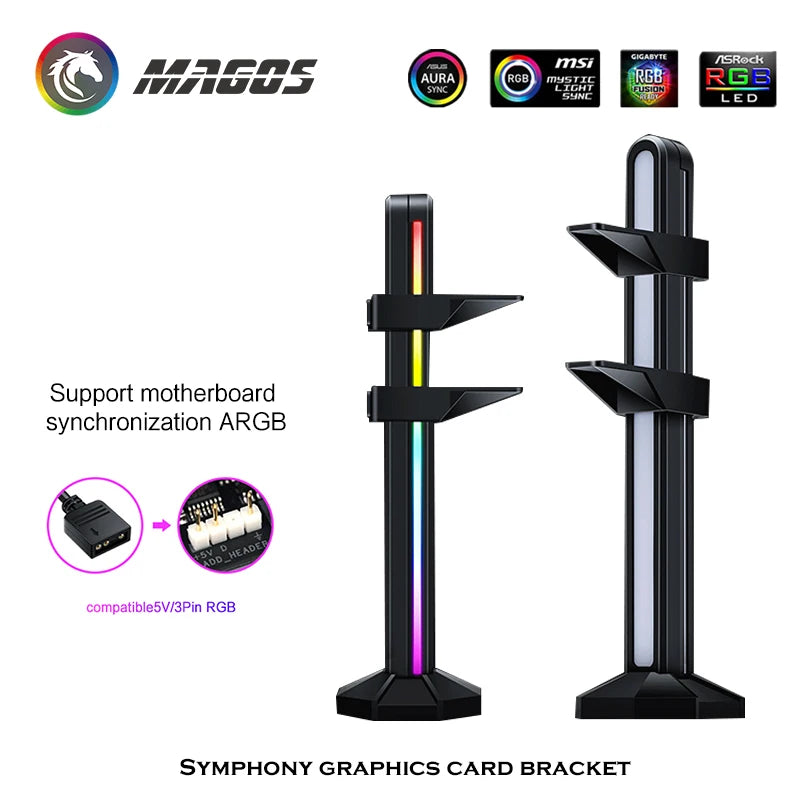 Graphics Card Stand Frame Holder Bracket ARGB Video Card GPU Brace Support for Chassis Motherboard ASUS M/B 12V/5V AURA SYNC