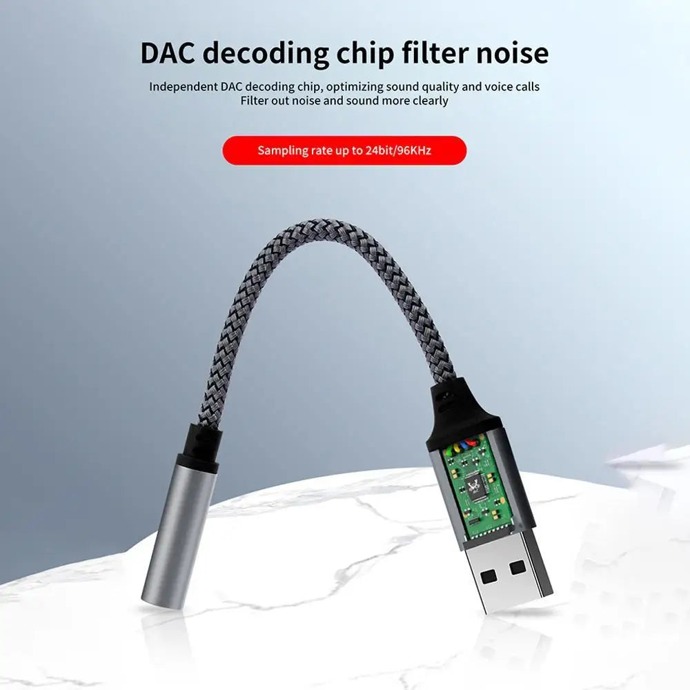 USB External Sound Card 3.5mm Jack Female Audio Adapter Headphone Micphone Sound Adapter for PC Laptop USB to 3.5mm Audio Cable