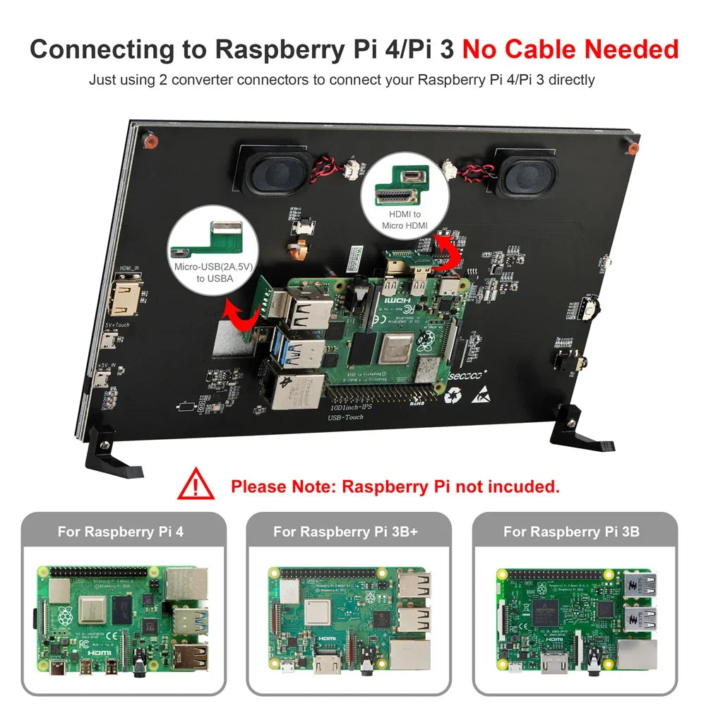 7" 10.1" Portable Raspberry Pi Screen 1024x600 HDMI IPS Touchscreen Monitor for Raspberry Pi 5/4/3/2/Zero/B/B+ Win11/10/8/7